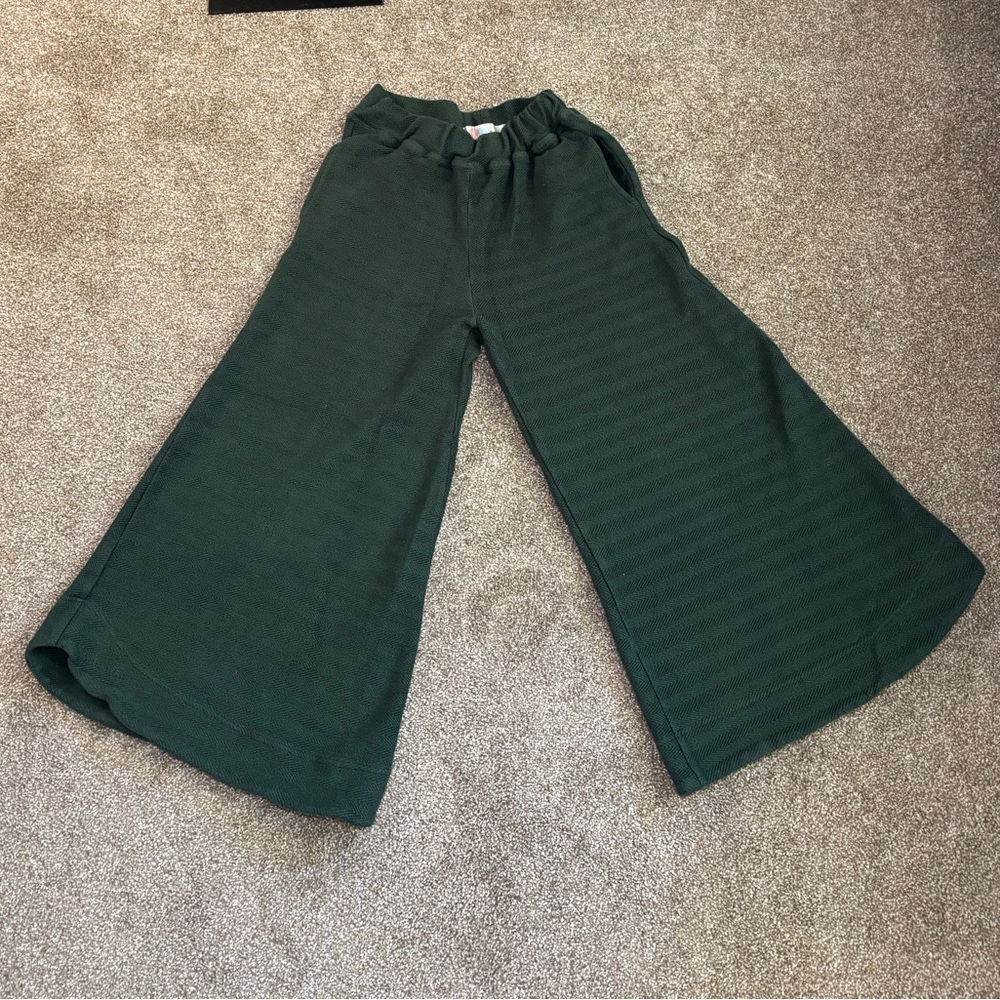 Free People Forest Green Wide-Leg Pants